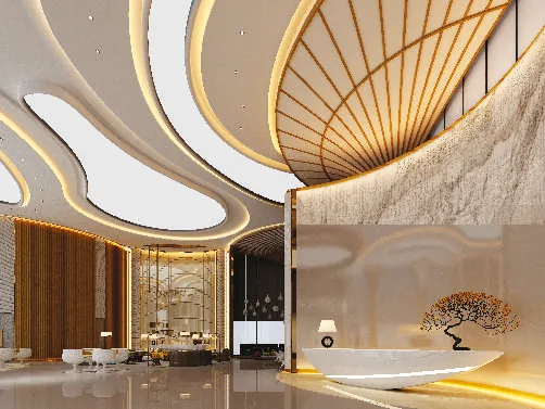 Arrival lobby render at The Trilight Kokapet